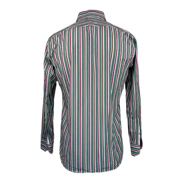 Light Green and White Striped Casual Button Down Shirt - Picture 2 of 6